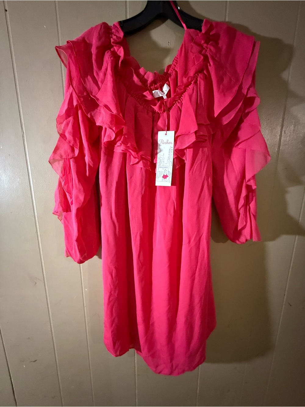 Parker Ruffled Cold-Shoulder Tunic - Hot Pink